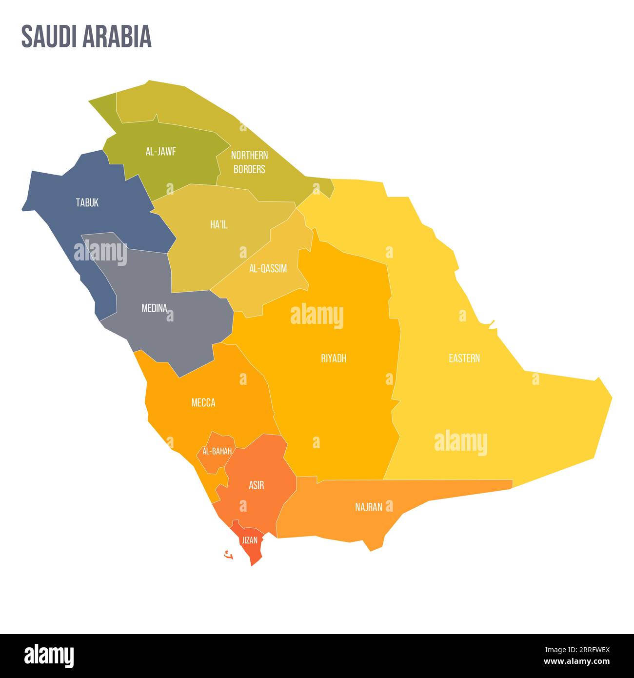 Saudi Arabia political map of administrative divisions - provinces or