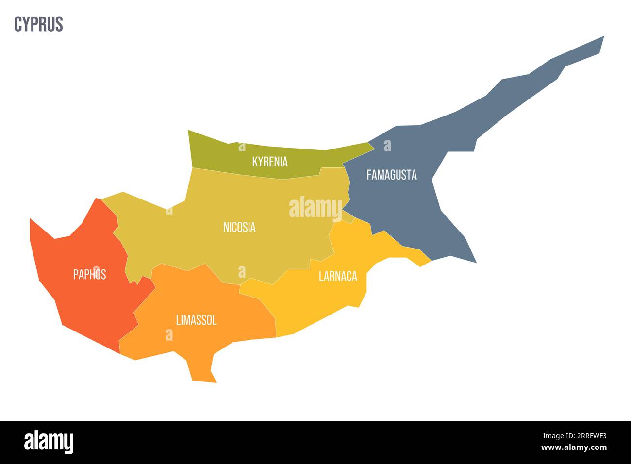Cyprus Political Map Of Administrative Divisions Districts Colorful Cyprus Political Map Of Administrative Divisions Districts Colorful Spectrum Political Map With Labels And Country Name 2RRFWF3 