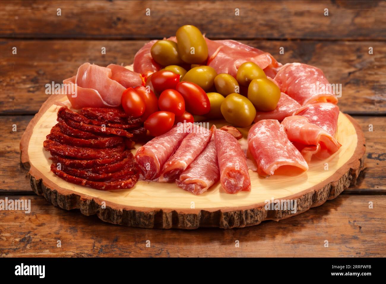 platter of mixed cold cuts Stock Photo