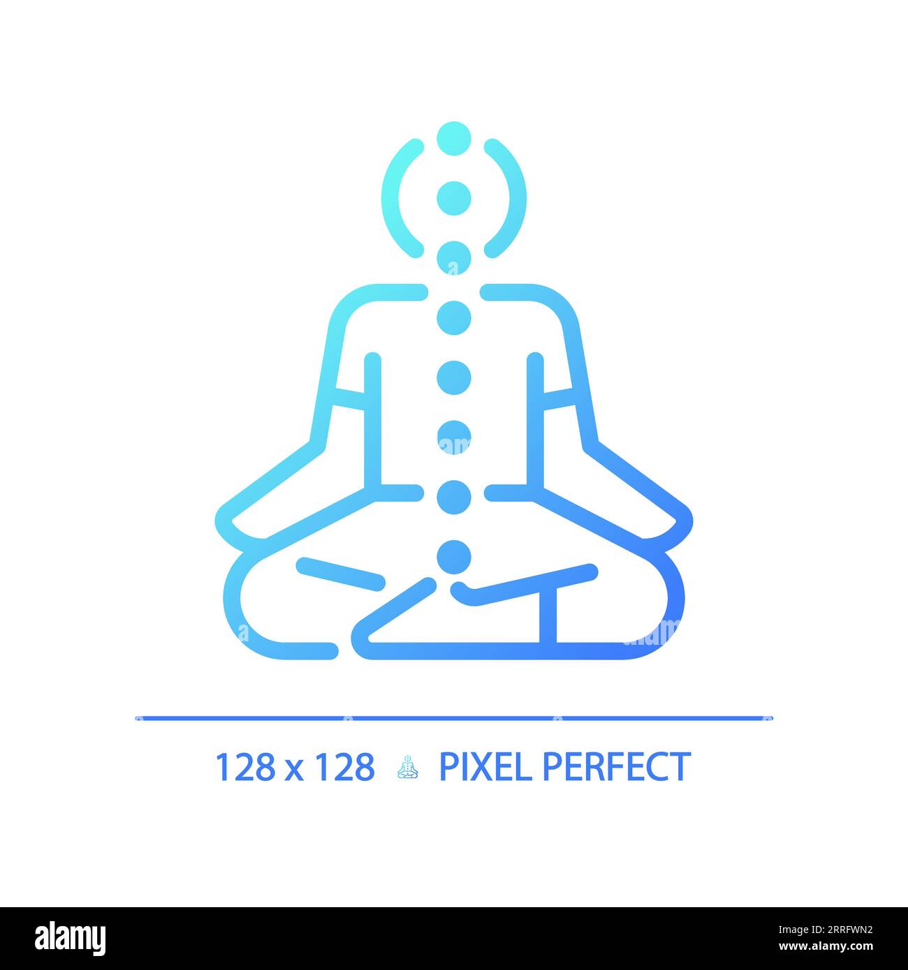 Blue gradient meditating linear icon Stock Vector
