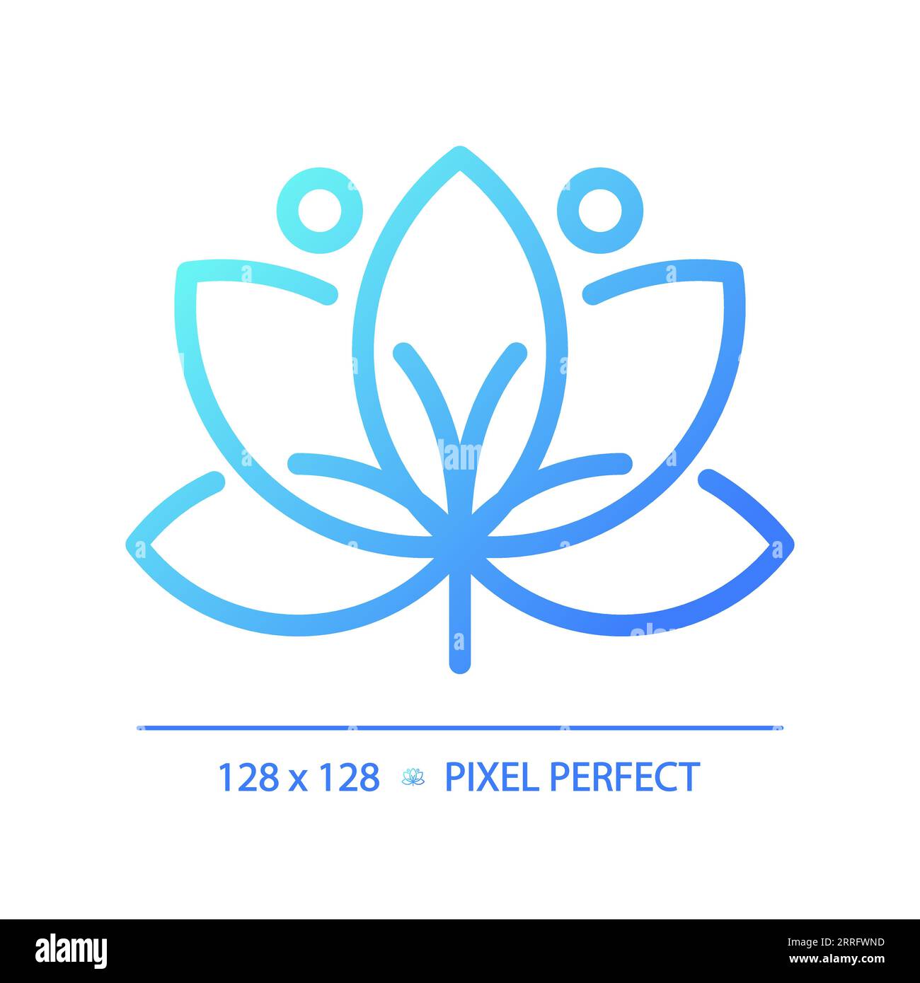 Blue gradient lotus linear icon Stock Vector