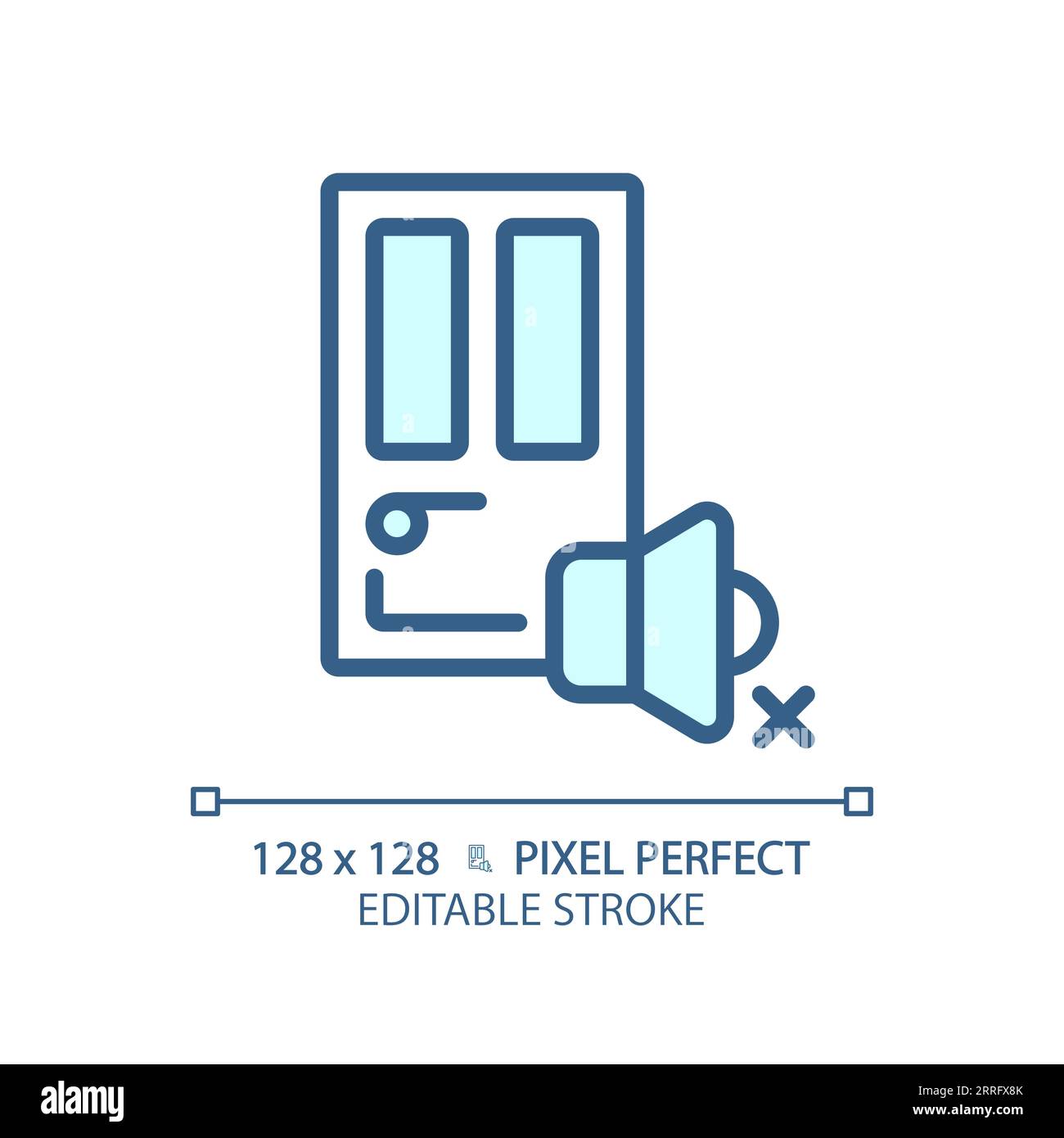 Customizable soundproof door blue thin linear icon Stock Vector