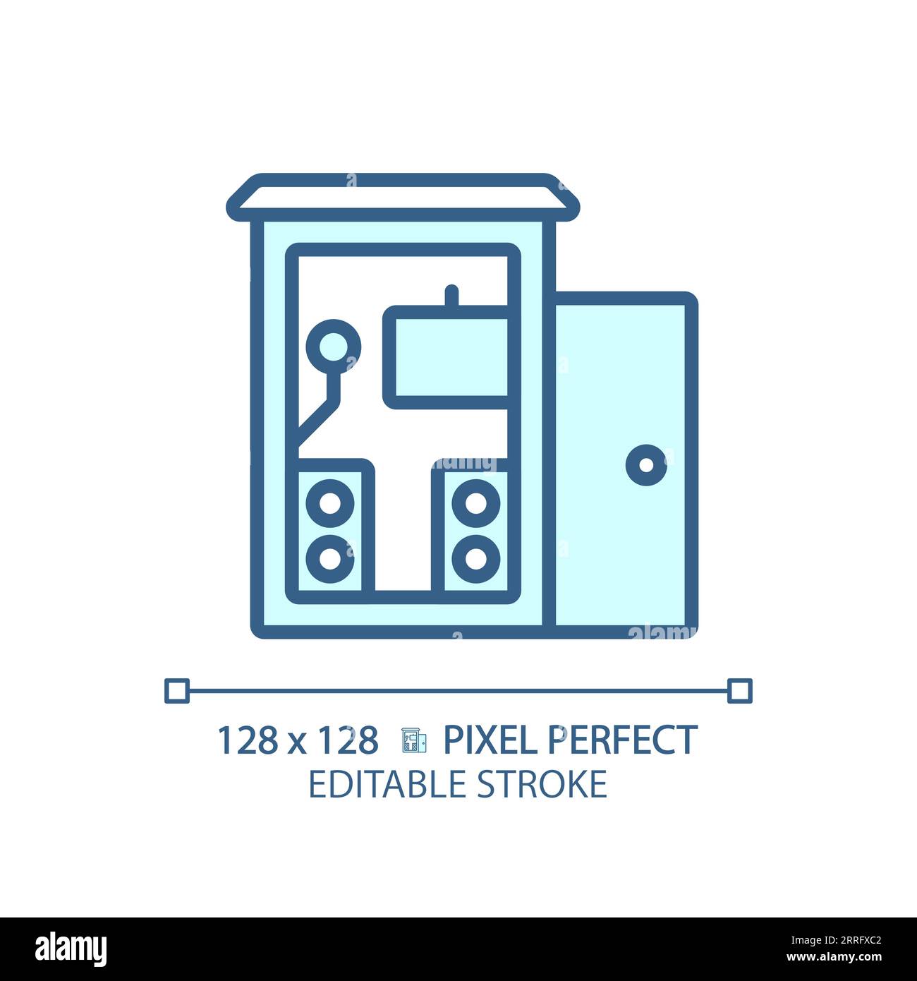 Customizable soundproof music studio blue thin linear icon Stock Vector