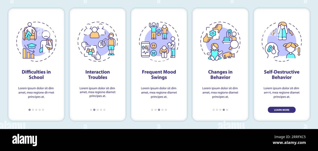 Walkthrough behavioral therapy with thin line icons concept Stock Vector