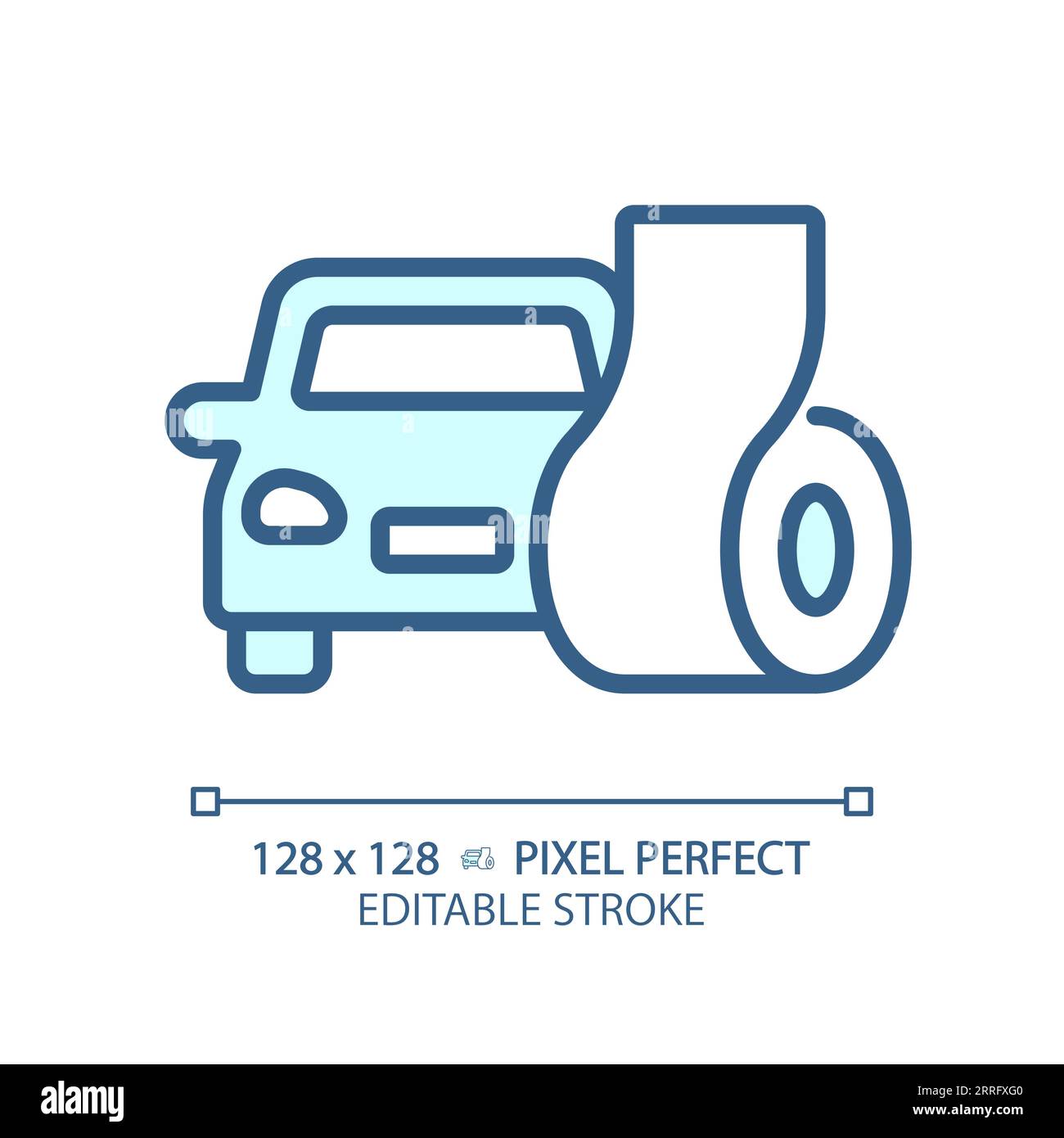 Customizable soundproofing car blue thin linear icon Stock Vector