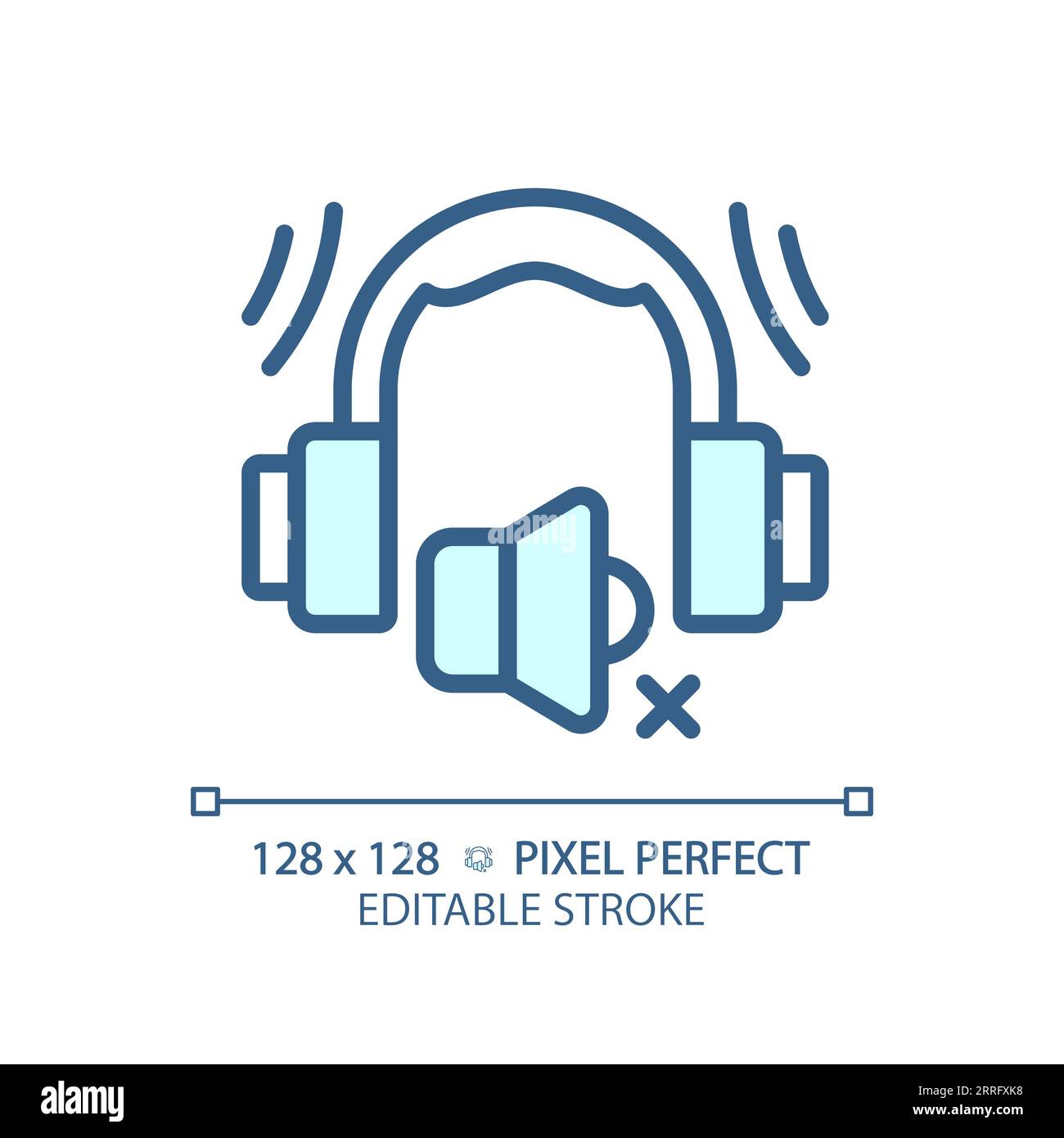 Customizable earmuffs blue thin linear icon Stock Vector