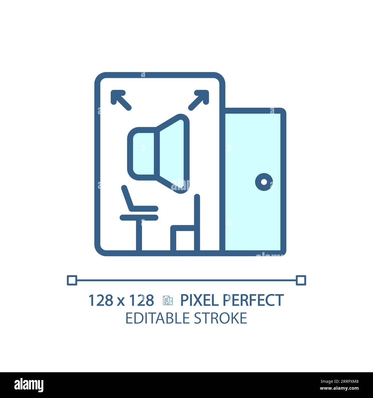 Customizable soundproof room blue thin linear icon Stock Vector