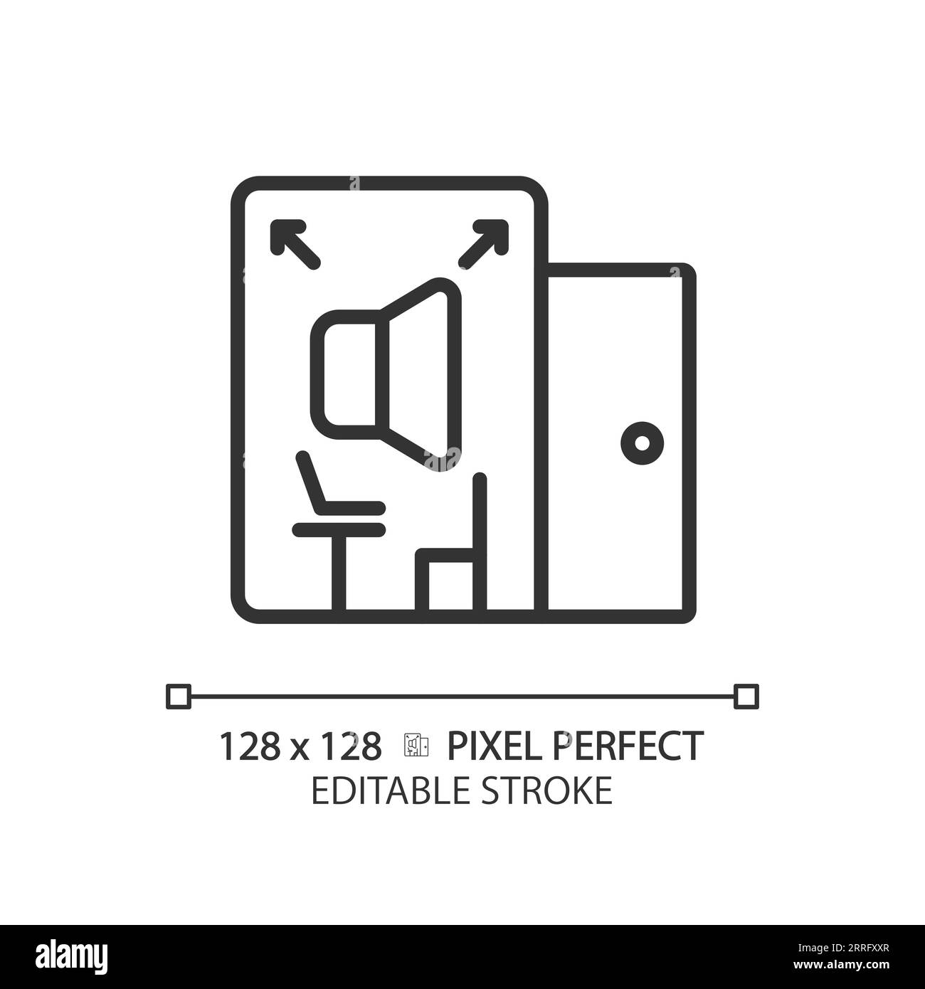 Customizable soundproof room black thin linear icon Stock Vector