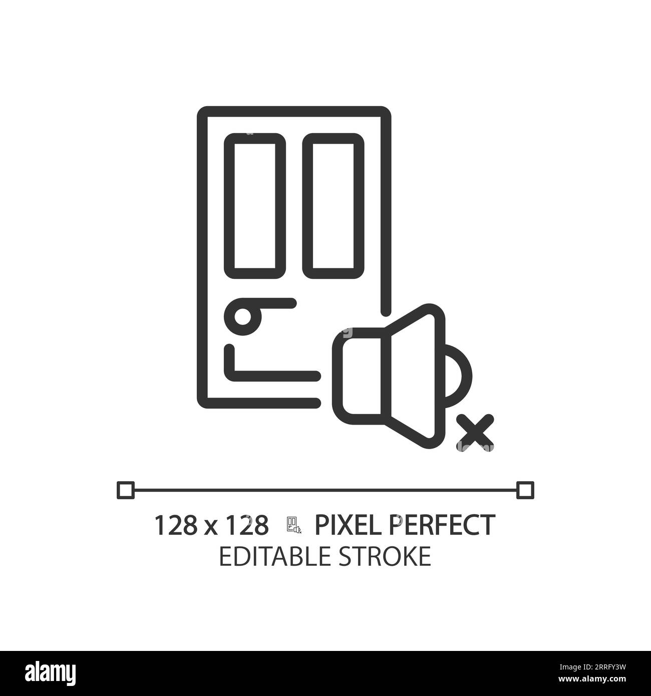 Customizable soundproof door black thin linear icon Stock Vector