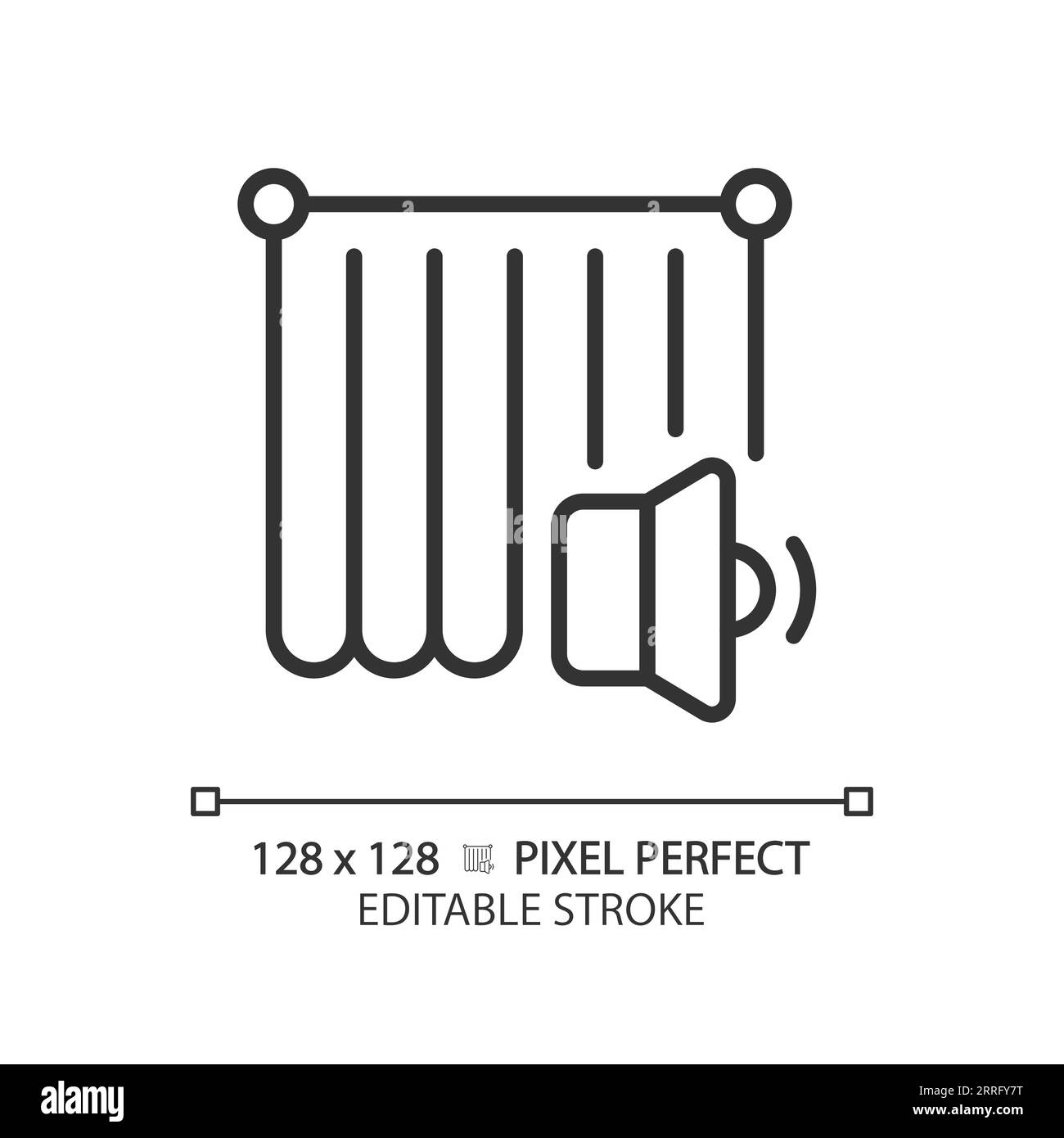 Customizable soundproof curtain black thin linear icon Stock Vector