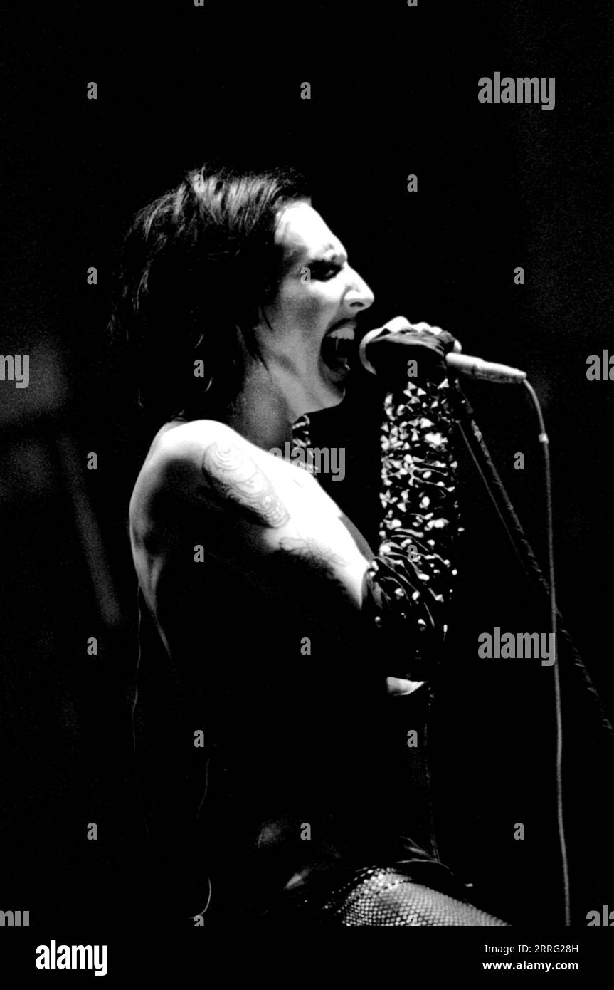 Italy Imola 1999-06-18 : Marilyn Manson in the concert at the Autodromo di Imola during the  Heineken Jammin Festival 1999 Stock Photo