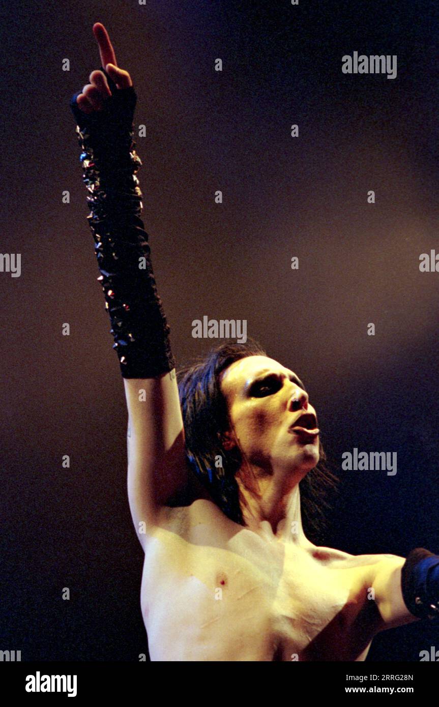 Italy Imola 1999-06-18 : Marilyn Manson in the concert at the Autodromo di Imola during the  Heineken Jammin Festival 1999 Stock Photo
