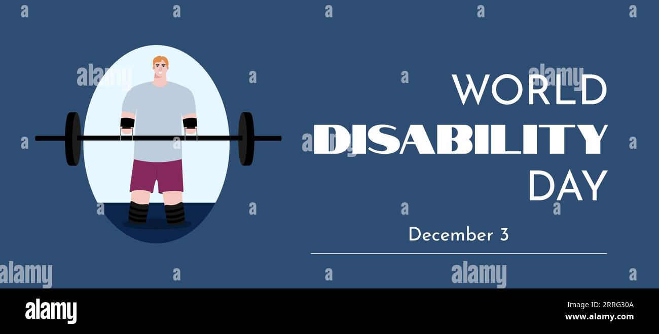 World Disability Day Banner or Card Flat Vector Illustration. A man