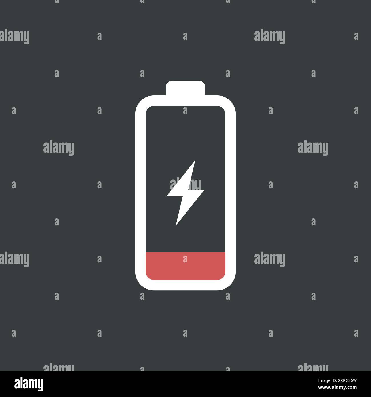 Low battery icon in flat style. Battery charging process vector