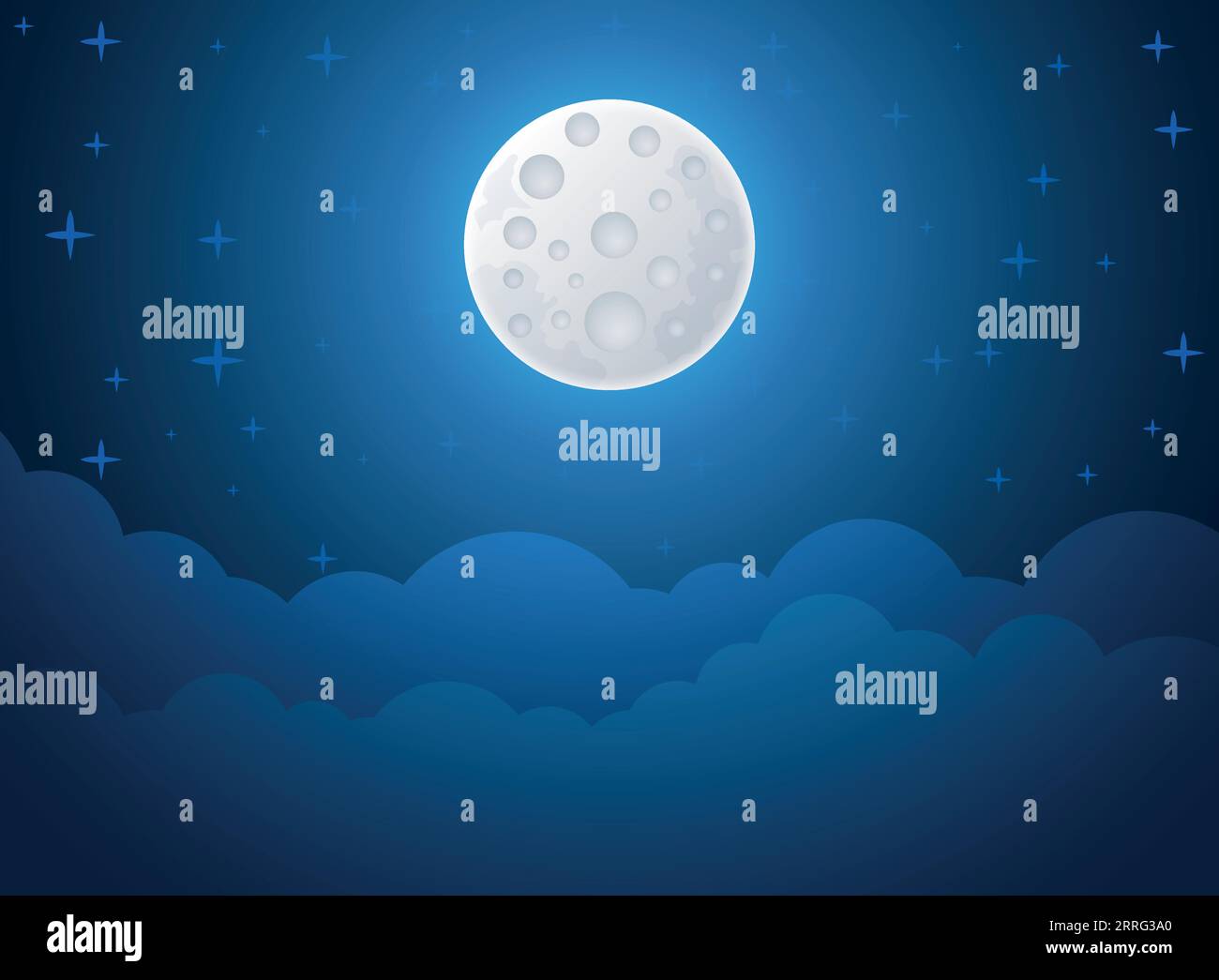 Full moon on background night sky with stars Vector Image