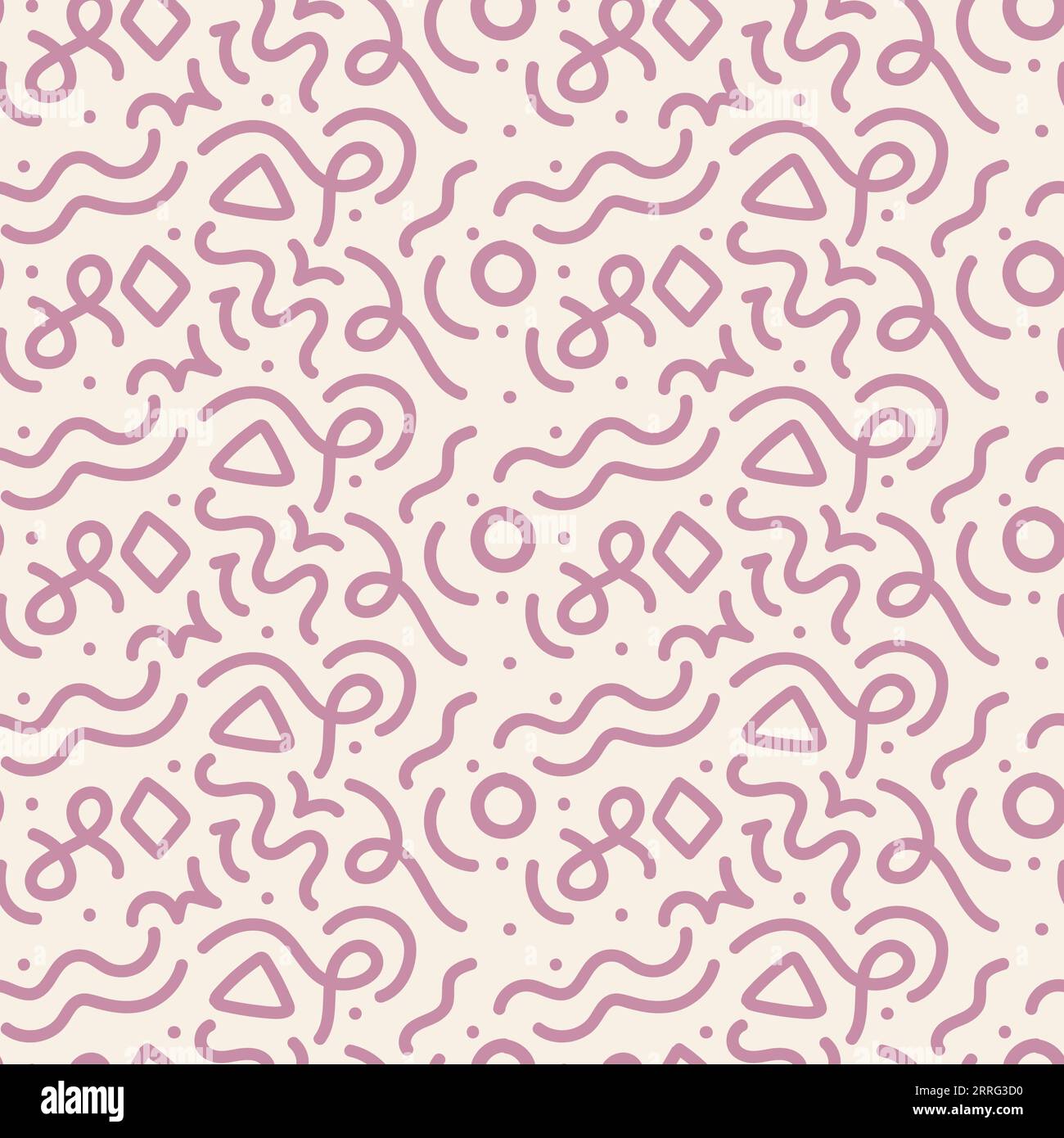 Seamless scribble pink lines abstract vector pattern illustration in