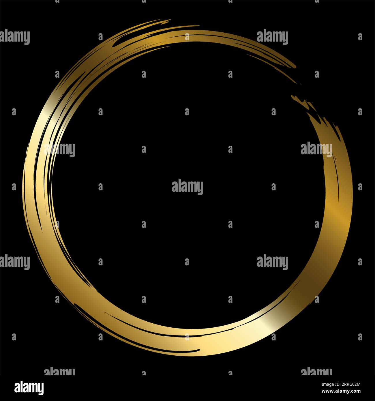 Vector gold brush circle on black background Stock Vector