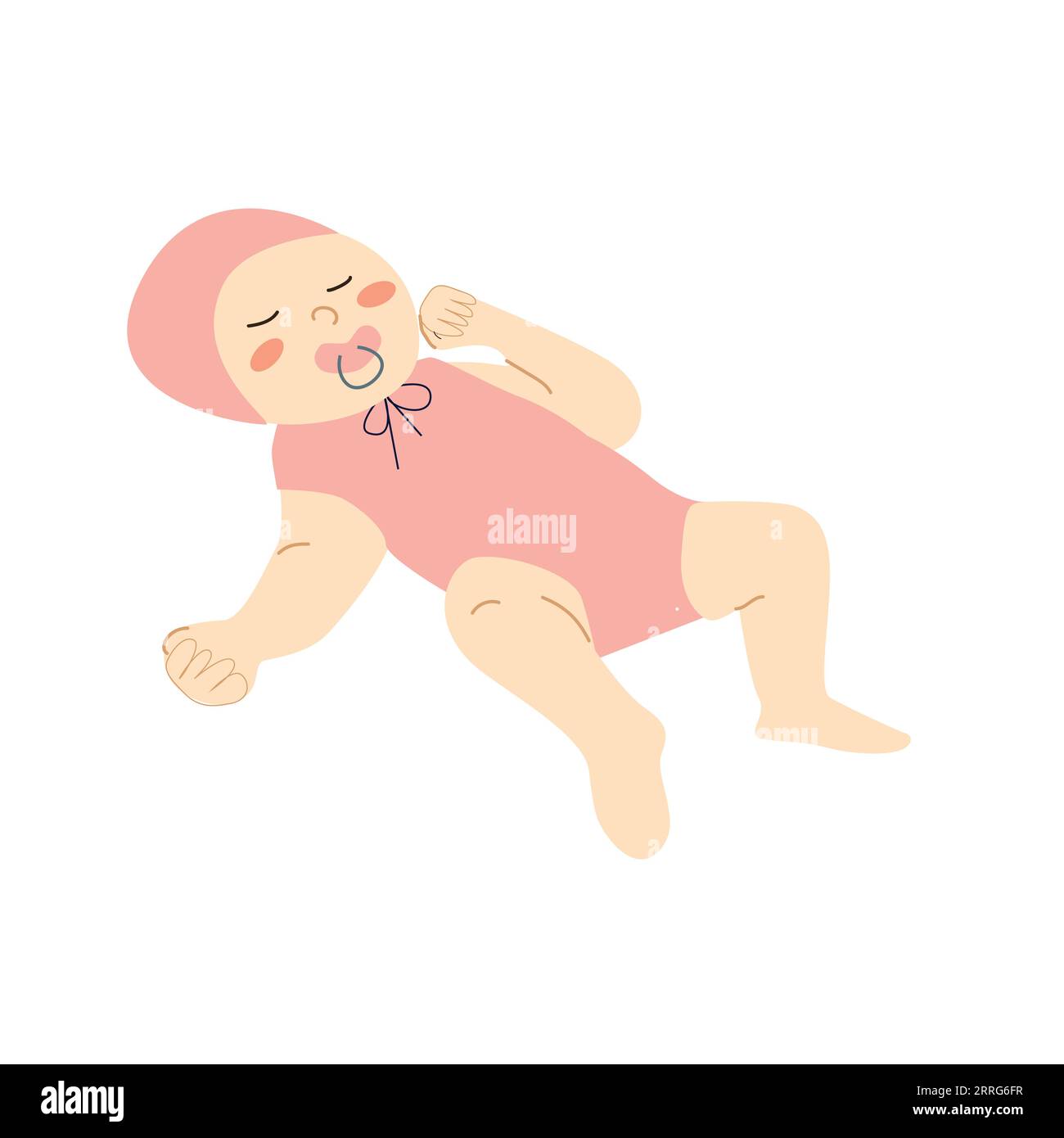 cute baby girl sleep in pink body, cartoon vector Stock Vector Image