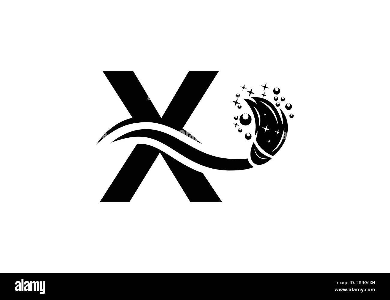 Letter X Cleaning Service Logo Design Concept With Clean Brush Symbol
