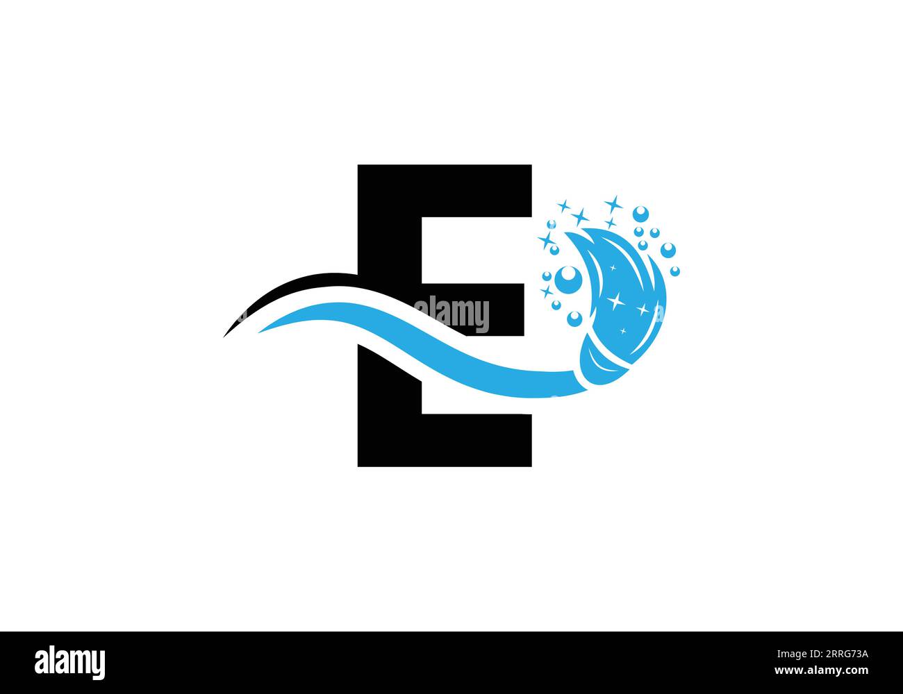 Letter E Cleaning Service Logo Design Concept With Clean Brush Symbol Template. Stock Vector