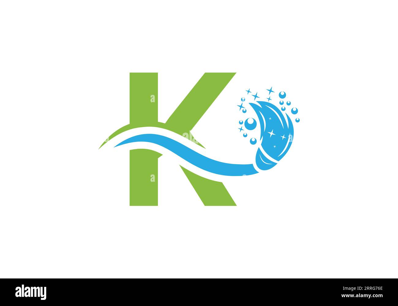Letter K Cleaning Service Logo Design Concept With Clean Brush Symbol