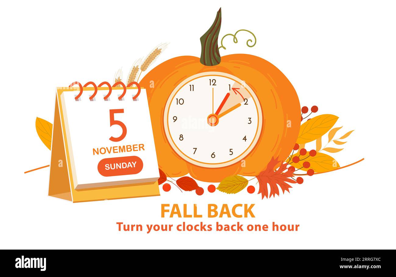 Fall Back Daylight Saving Time Ends 5 November 2023 Info Banner Stock  Illustration - Download Image Now - iStock