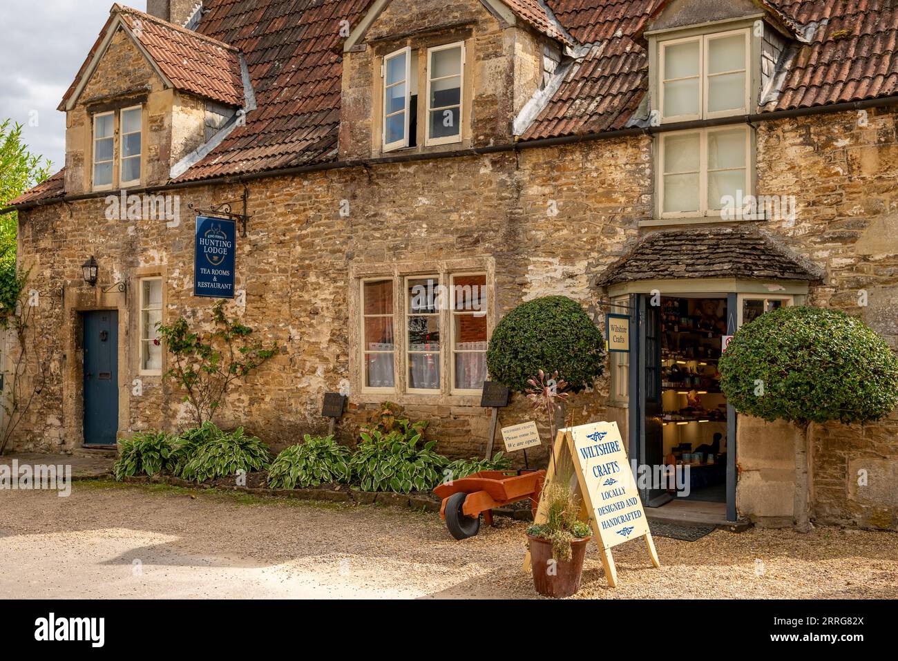 Tea rooms and craft shop in Lacock village, Wiltshire, England, UK Stock Photo