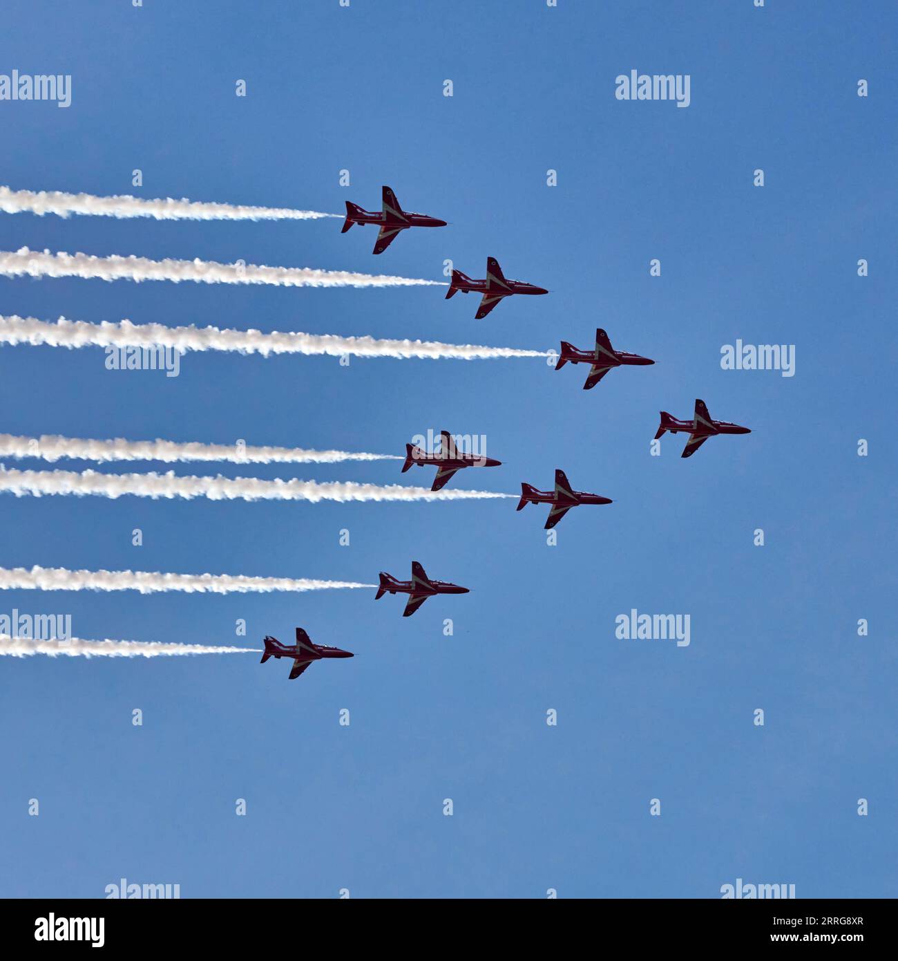 Red Arrows aerobatic team formation flypast at Chatsworth House