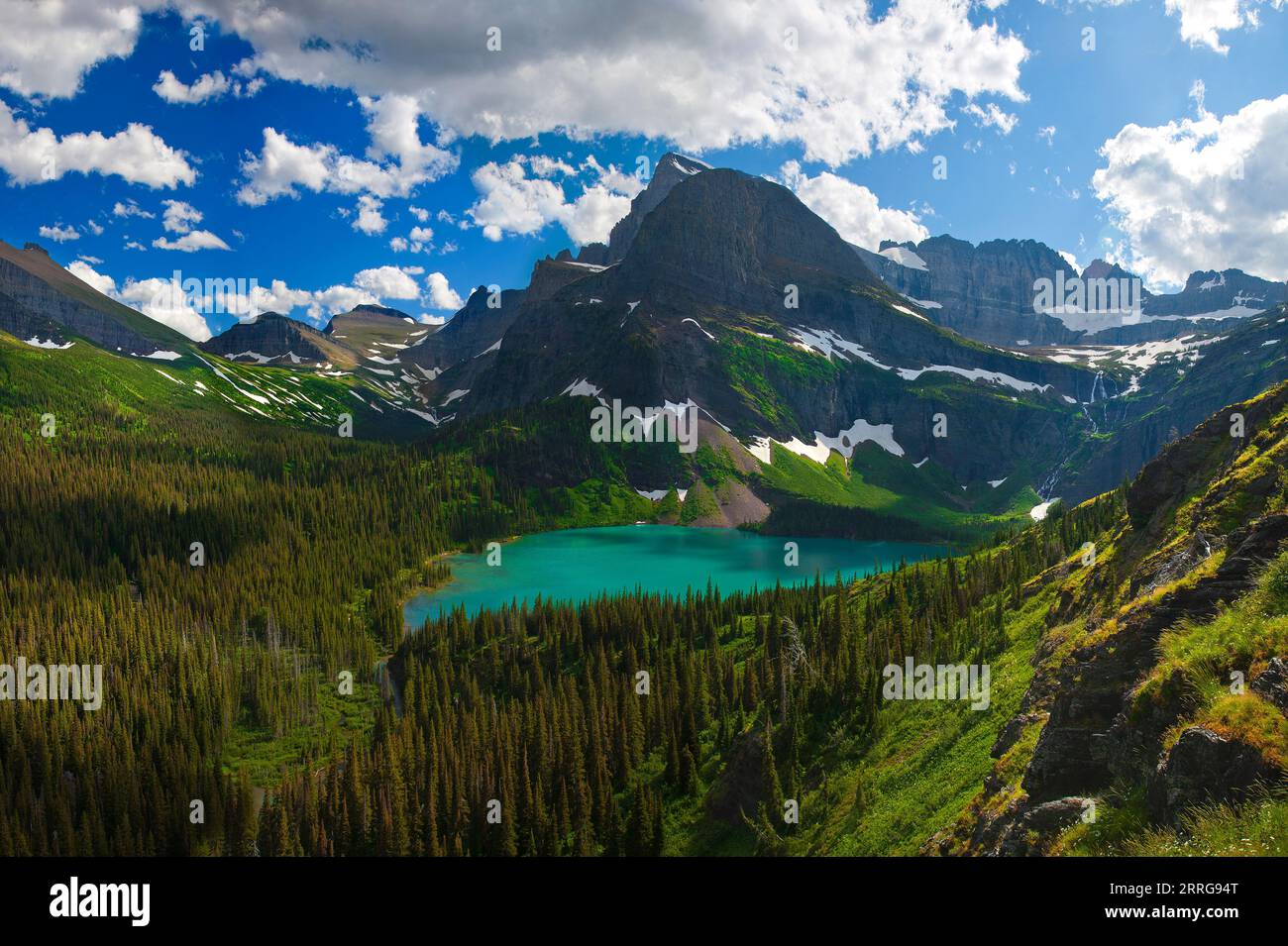 Grinnell Glacier And Lower Grinnell Lake Located In Glacier National