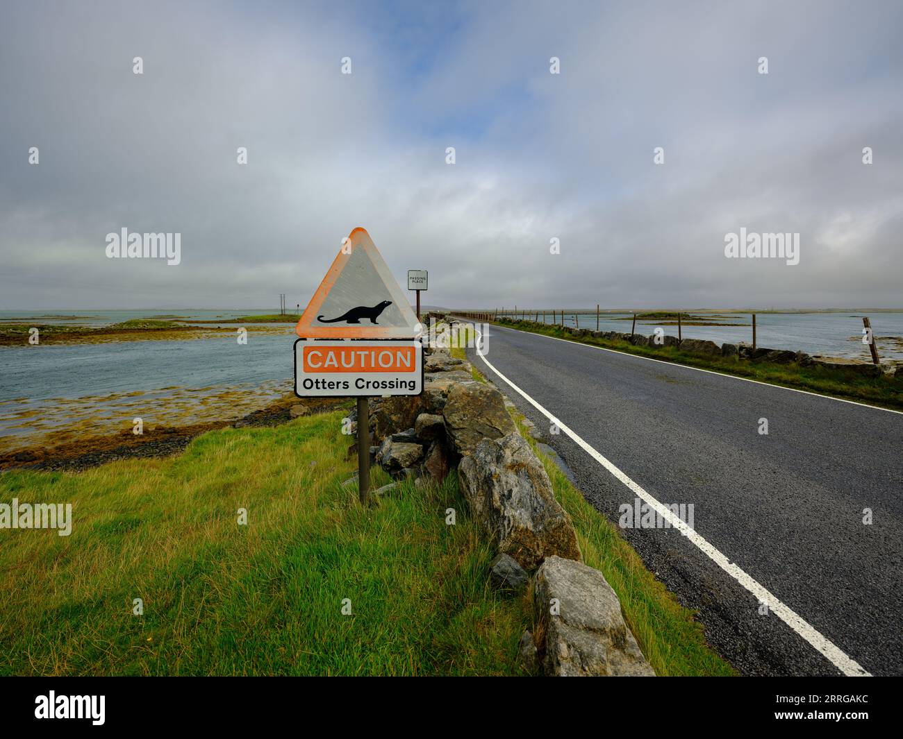 Otter Crossing point North Ford Causeway, Benbecula, Uist,  Hebrides, Scotland Stock Photo