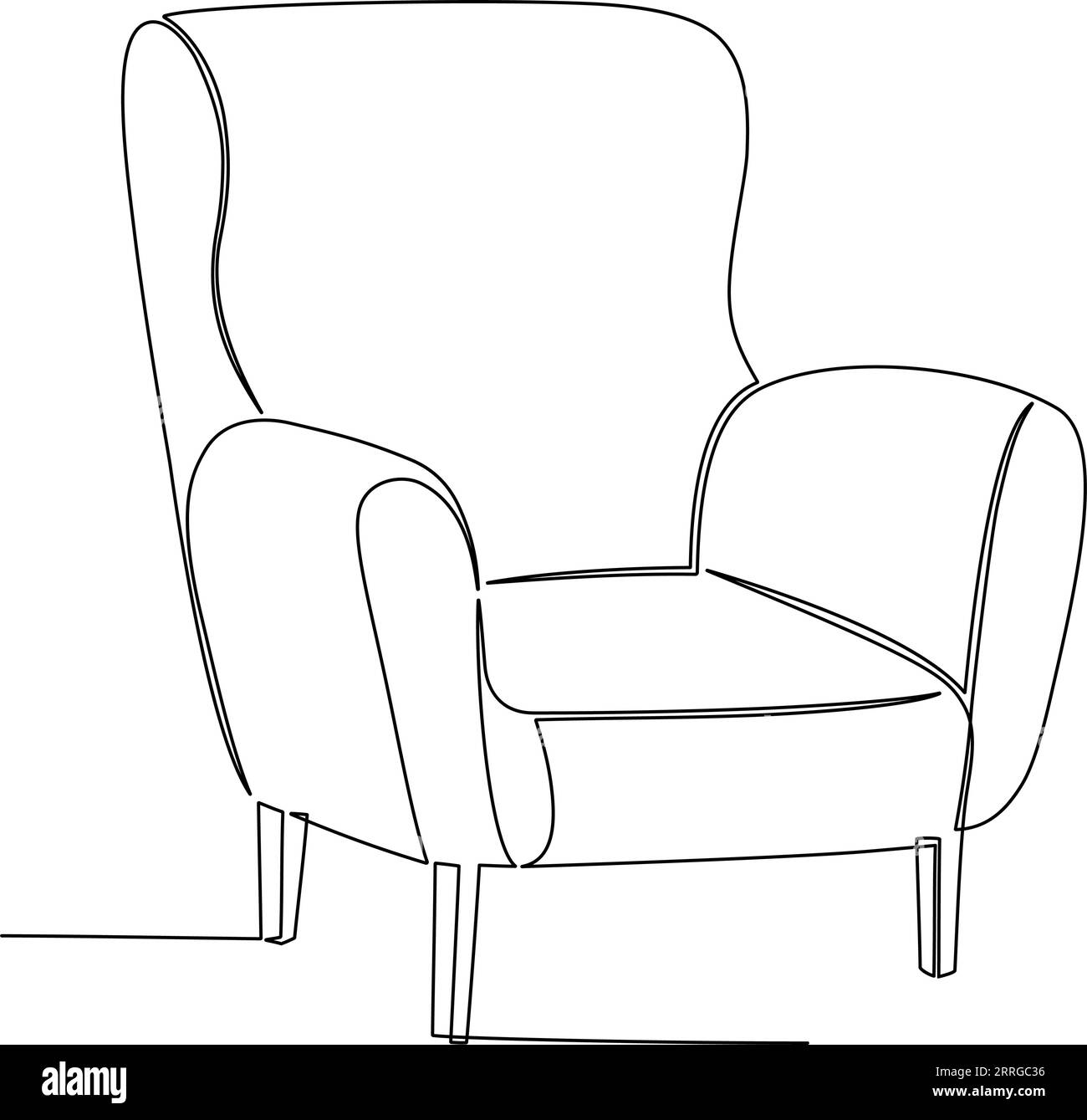 Continuous one line drawing of armchair. Vector illustration Stock Vector