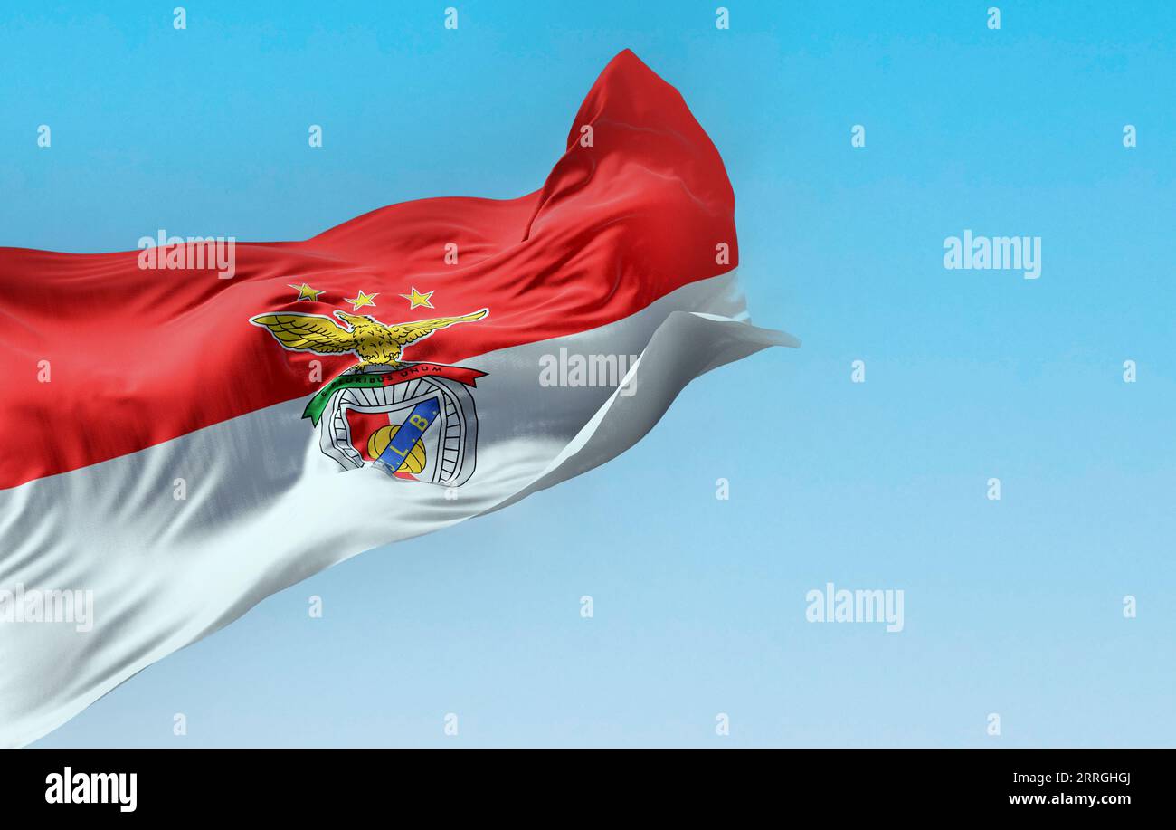 Lisbon, PT, sept. 2023: Benfica football club flag waving in the wind ...