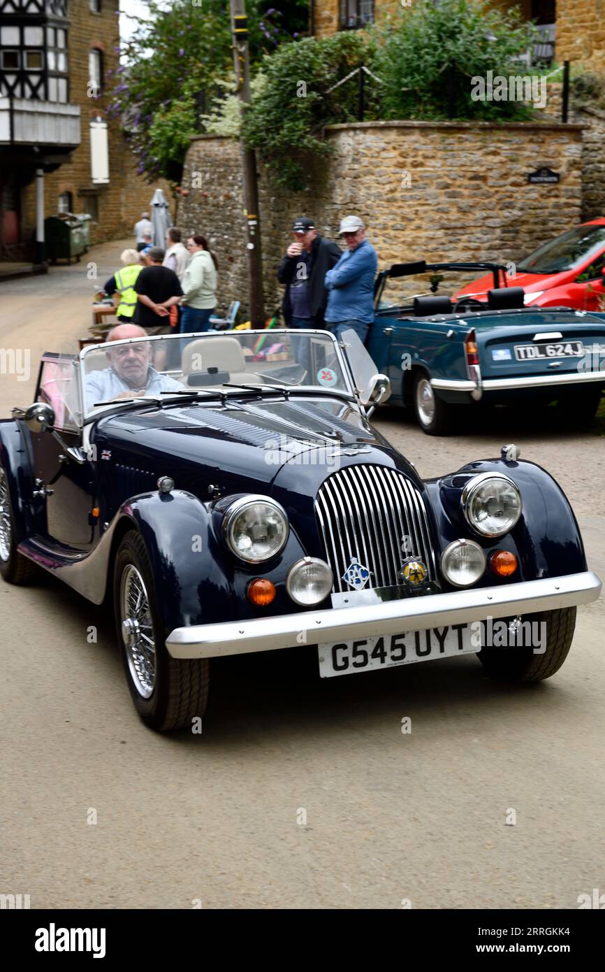 Cotswolds, UK. 13th Aug, 2023. Sports Car leaving Hook Norton