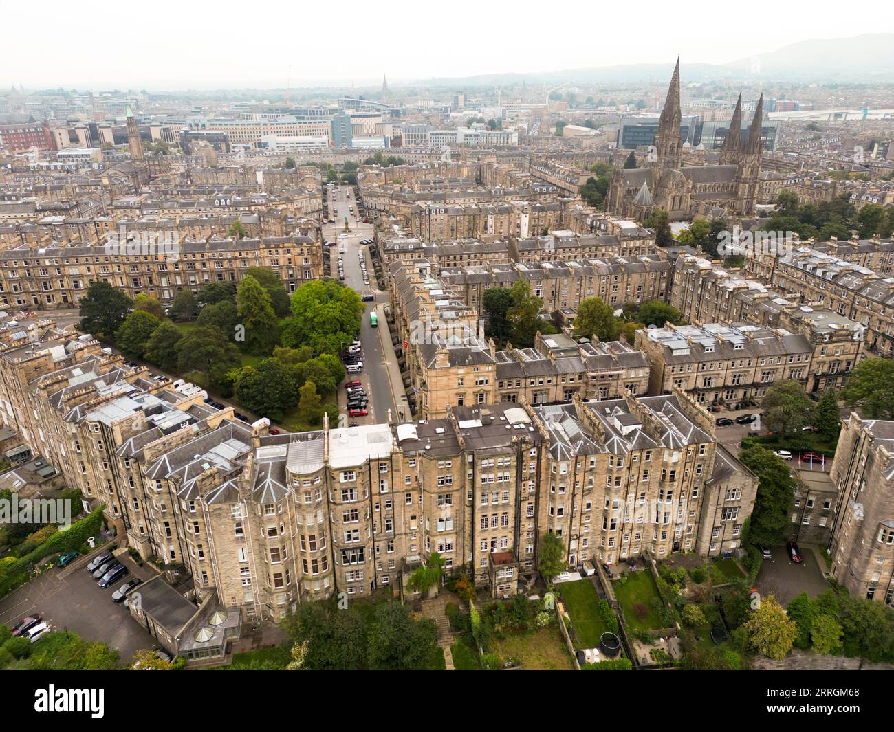 Aerial drone view of Edinburgh New Town Stock Photo
