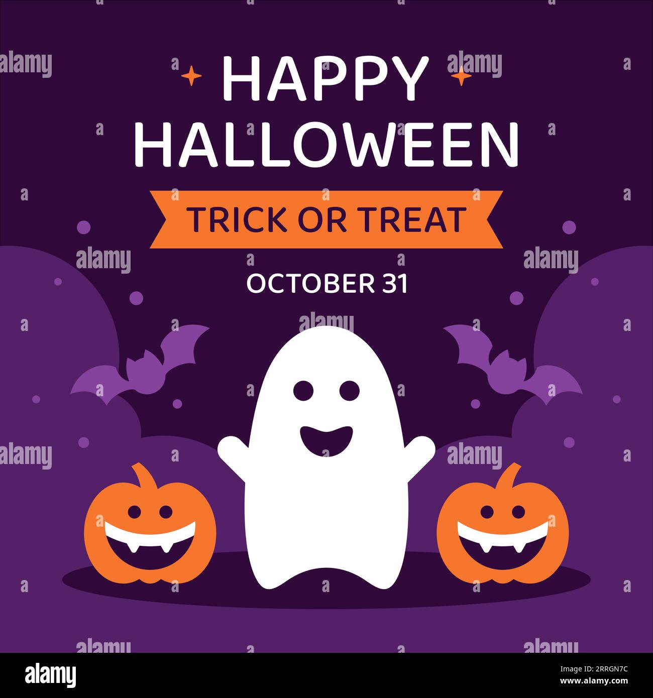 Happy Halloween trick or treat kids greeting card social media post ...