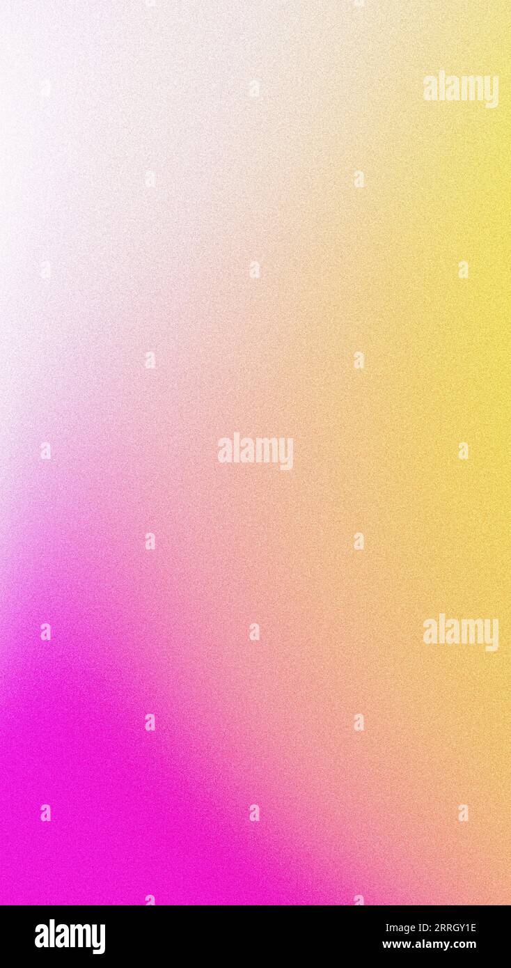 Yellow white magenta pink grainy gradient background vertical smooth retro noise texture mobile wallpaper abstract design Stock Photo