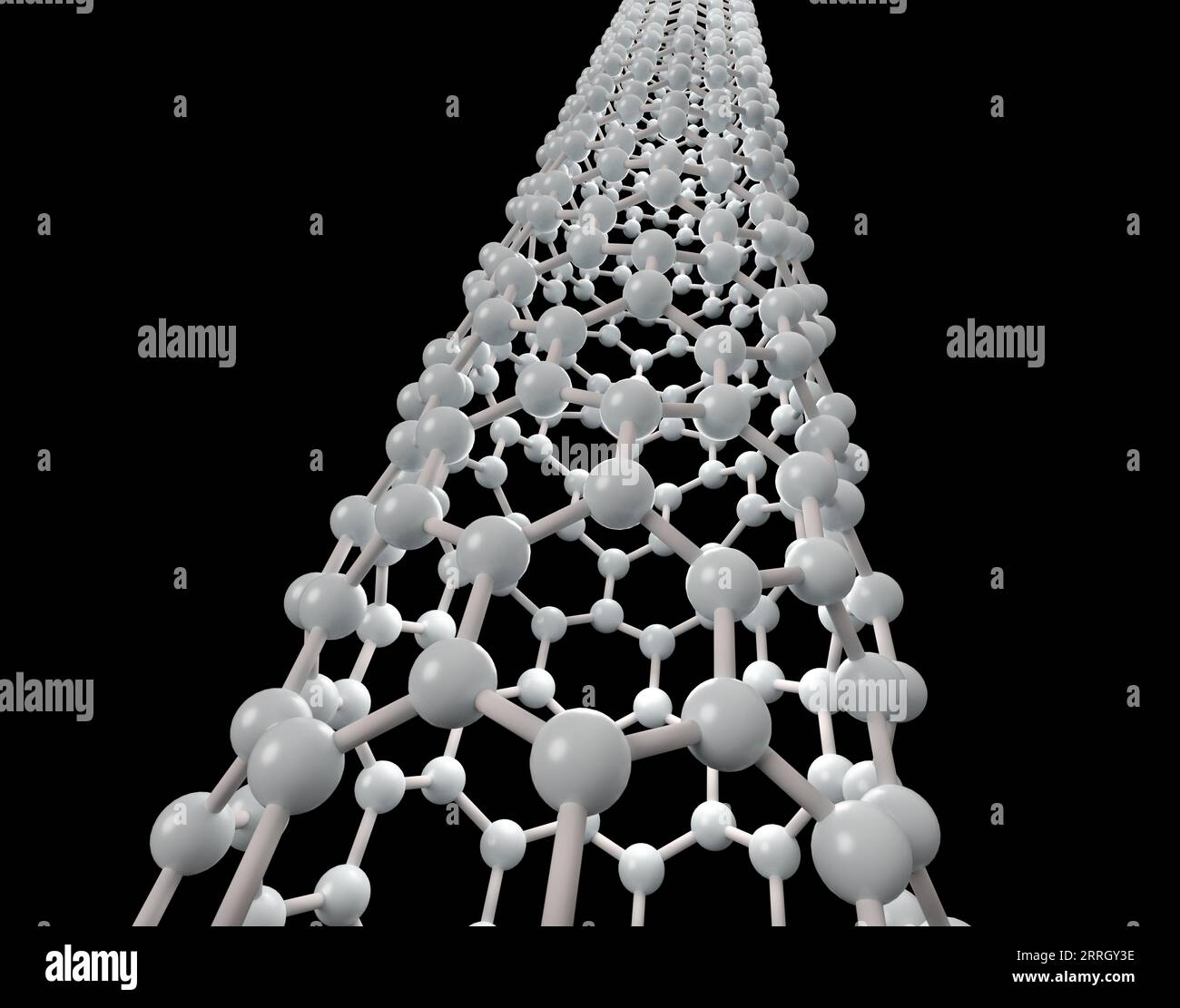 A 3D rendering of a molecular model of a carbon nanotube isolated on a ...