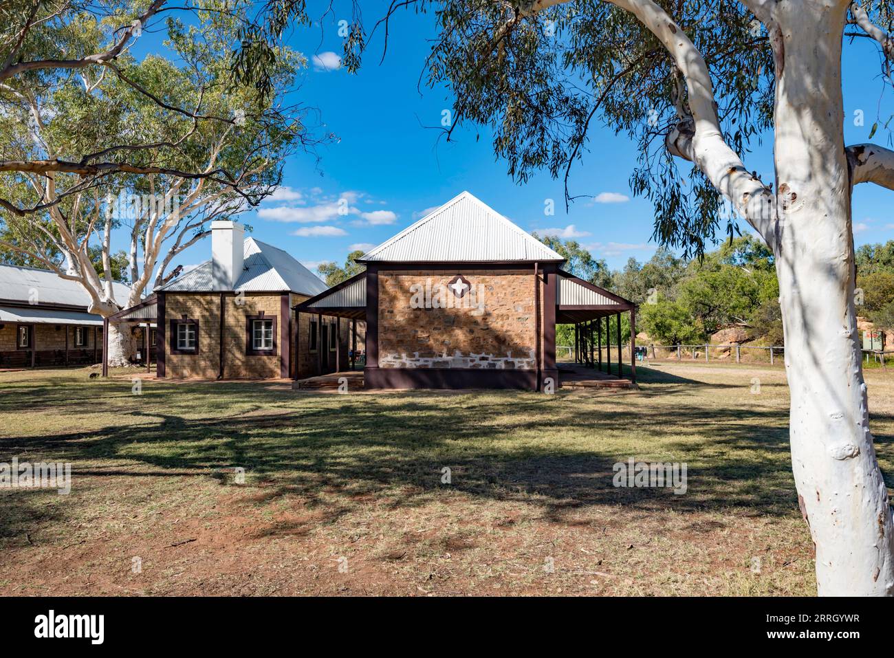 Buildings at the Overland Telegraph Office near Alice Springs in the Northern Territory Australia that helped connect Australia to the world in 1872 Stock Photo