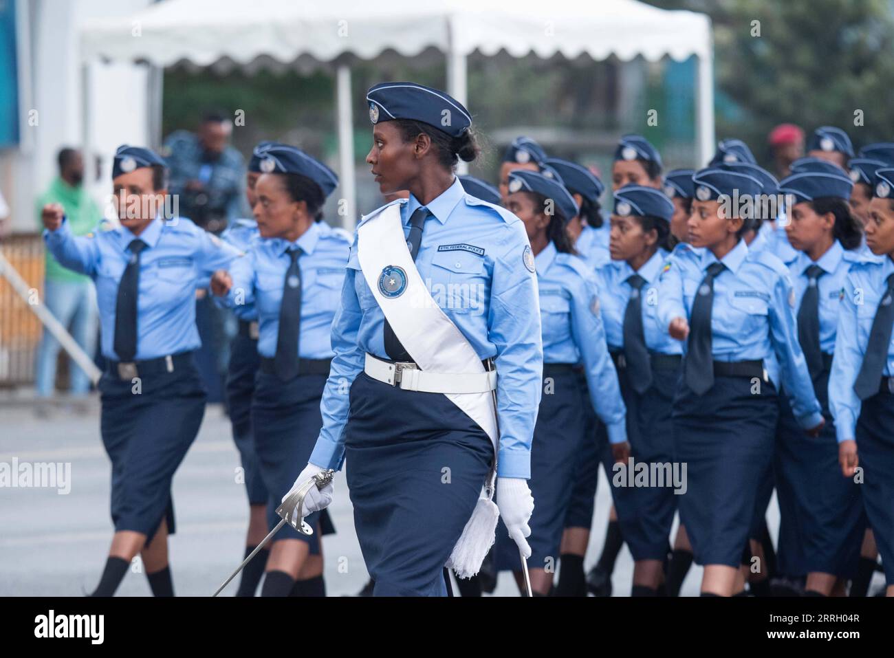 220605 -- ADDIS ABABA, June 5, 2022 -- Police officers march during an ...