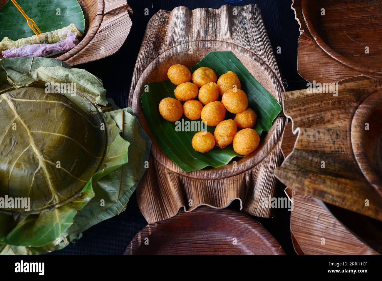 Recyclable Plates Are Made From Leaves.The Green product eco friendly concept.Eco friendly Stock