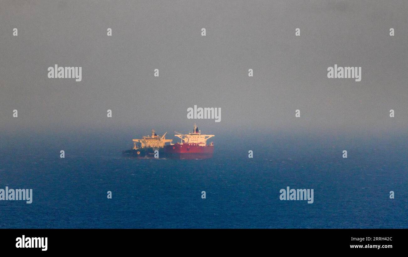 Ghost ships 6 kilometer from the shore, the Ithaka Warrior is