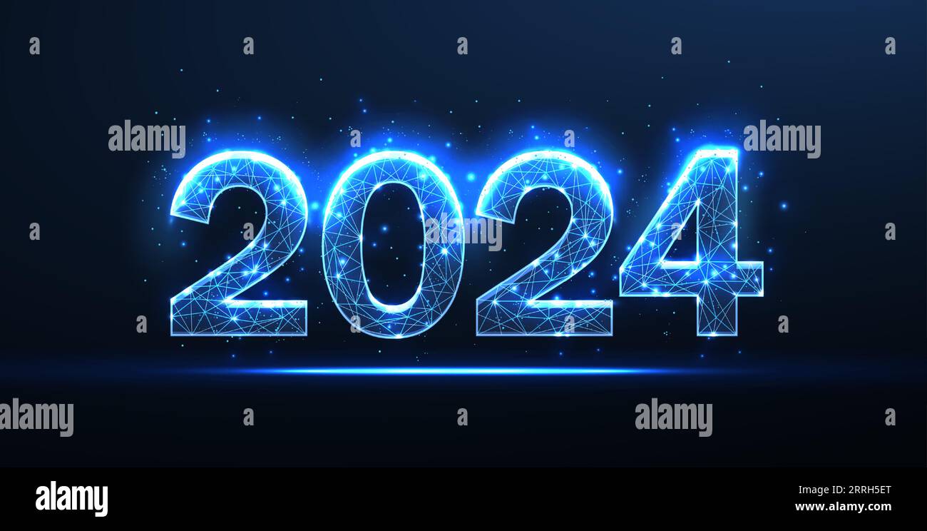 Digital numbers 2024. New year blue background Stock Vector Image & Art ...