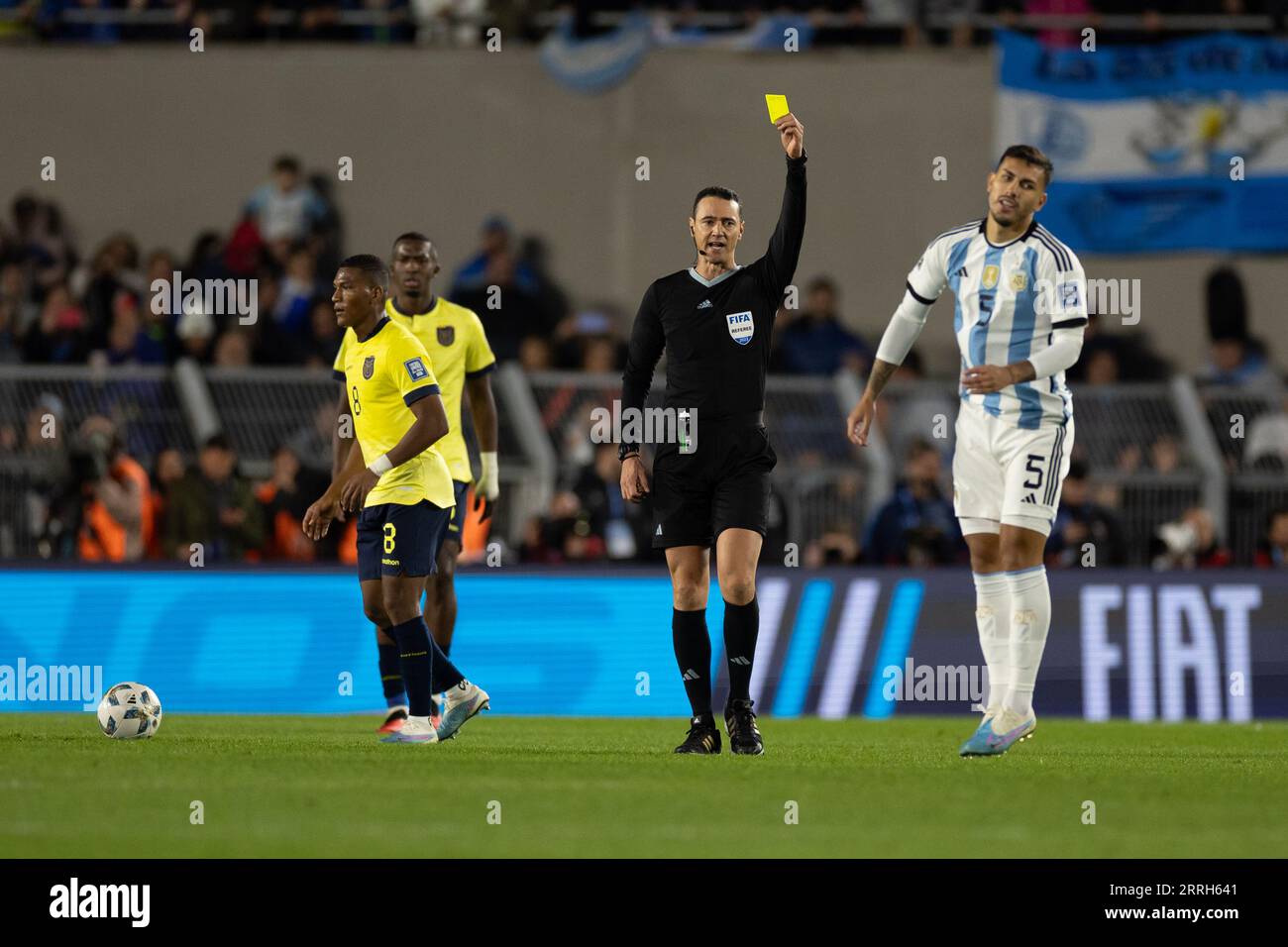 Buenos Aires, Argentina. 08th Sep, 2023. BUENOS AIRES, ARGENTINA - SEPTEMBER 7: Yellow card for Leandro Paredes of Argentina during the FIFA World Cup 2026 Qualifier match between Argentina and Ecuador at Estadio Más Monumental Antonio Vespucio Liberti on September 07, 2023 in Buenos Aires, Argentina. (Photo by Florencia Tan Jun/Pximages) Credit: Px Images/Alamy Live News Stock Photo