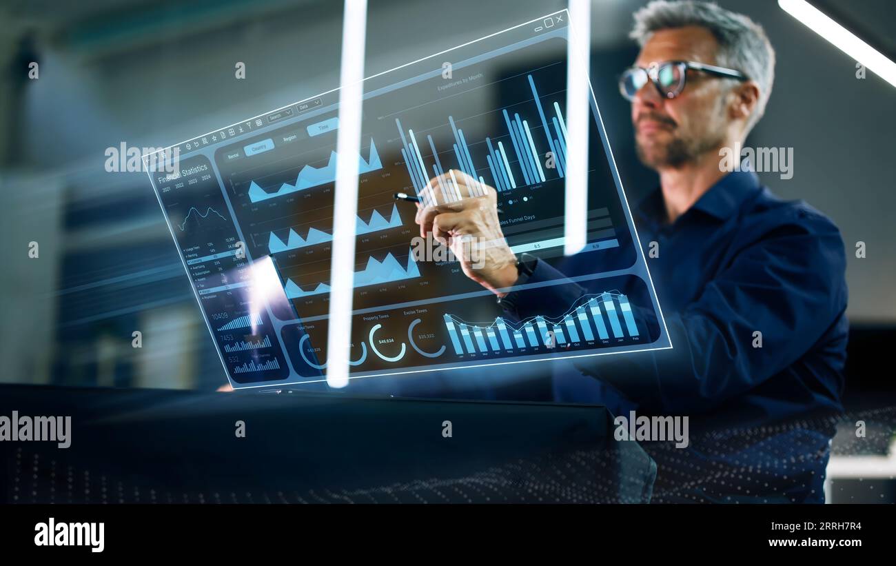 Financial Data Analyst Using KPI Dashboard Technology Stock Photo - Alamy