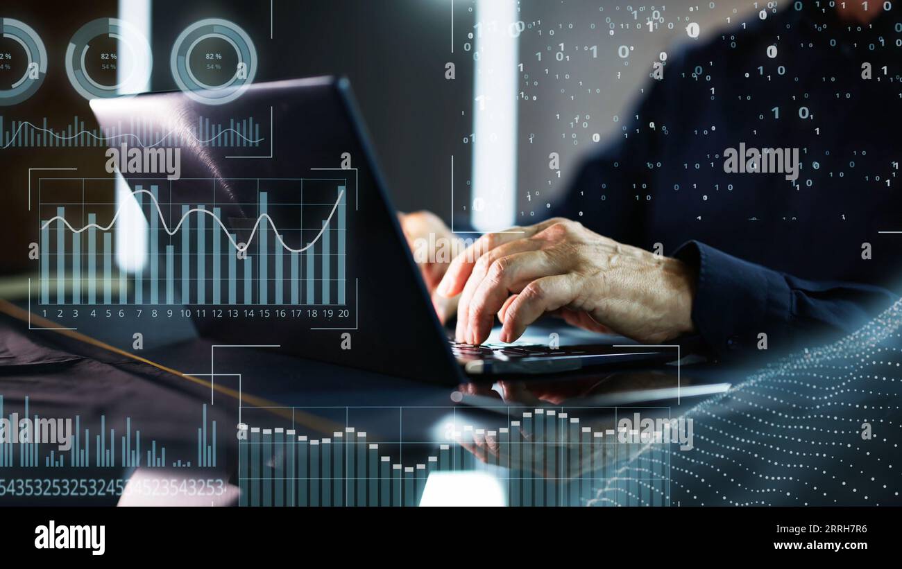 Financial KPI Data Profits Dashboard On Computer Stock Photo