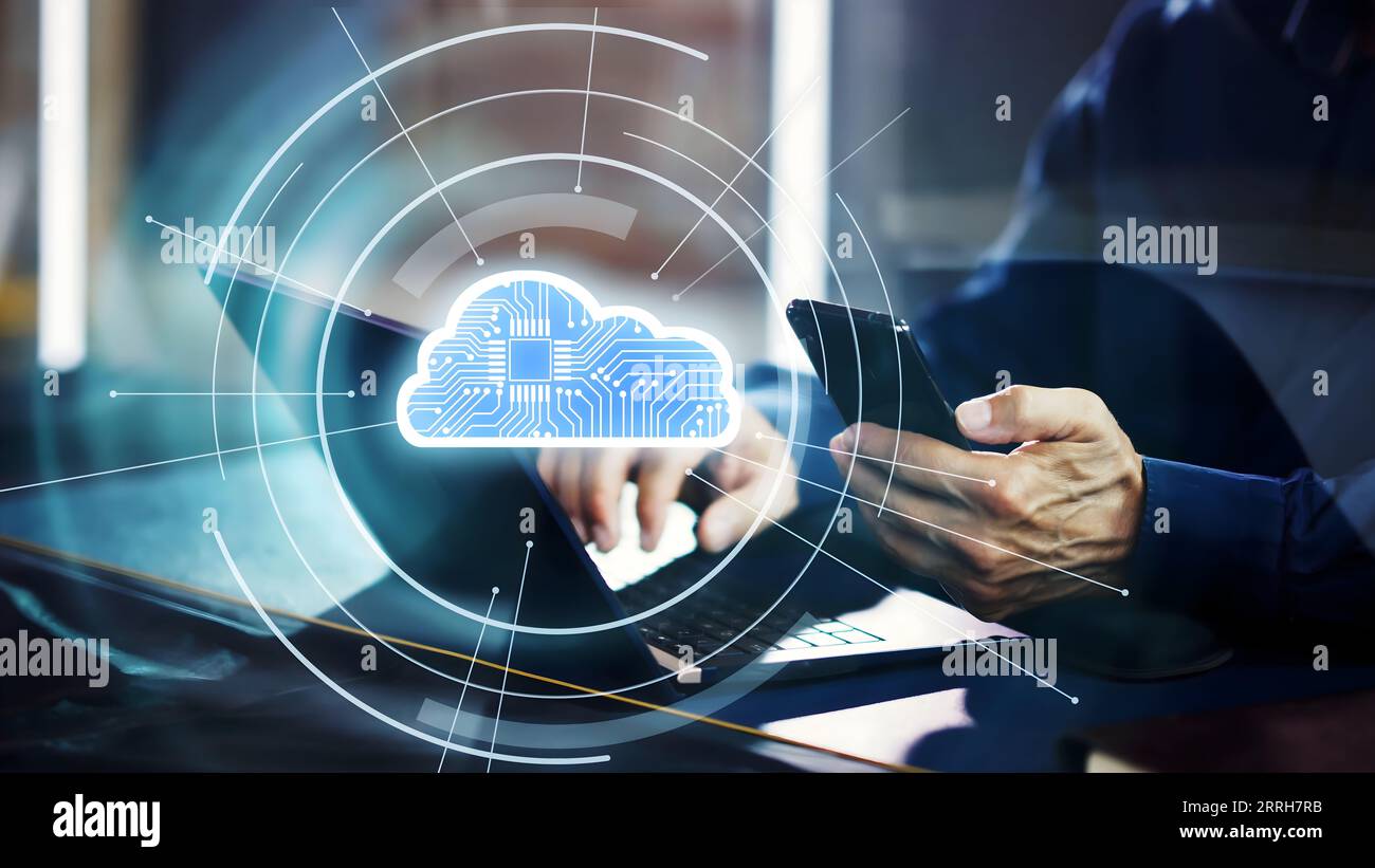 Business Cloud Technology. Data Storage Network And Connection Stock Photo