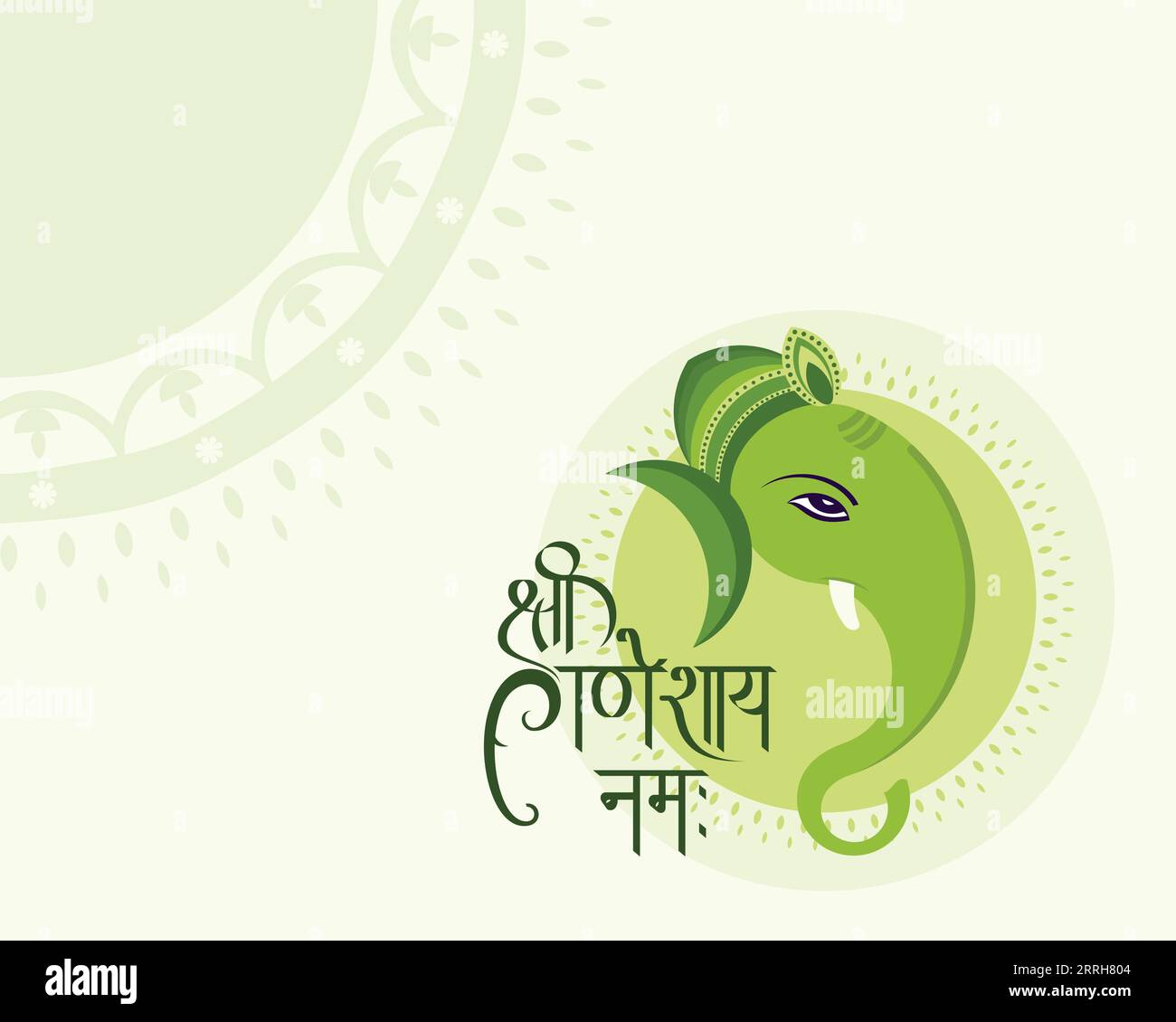 Vector Illustration of Ganesh and Shri Ganeshay Namah text with a background for banner, template, post, and invitation card design Stock Vector
