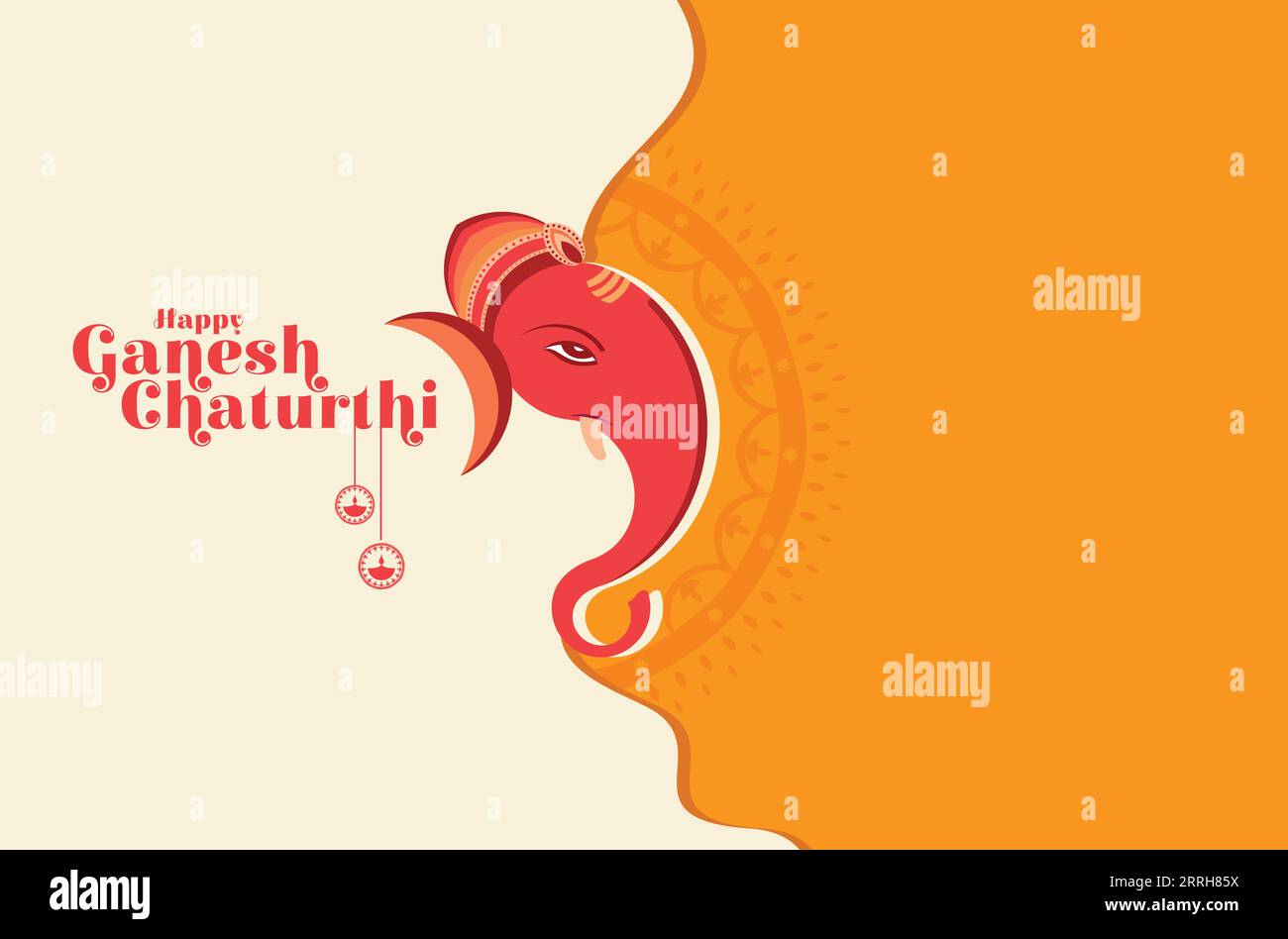 Vector Illustration of Lord Ganesh and a Ganesh Mantra with a background for banner, template ...