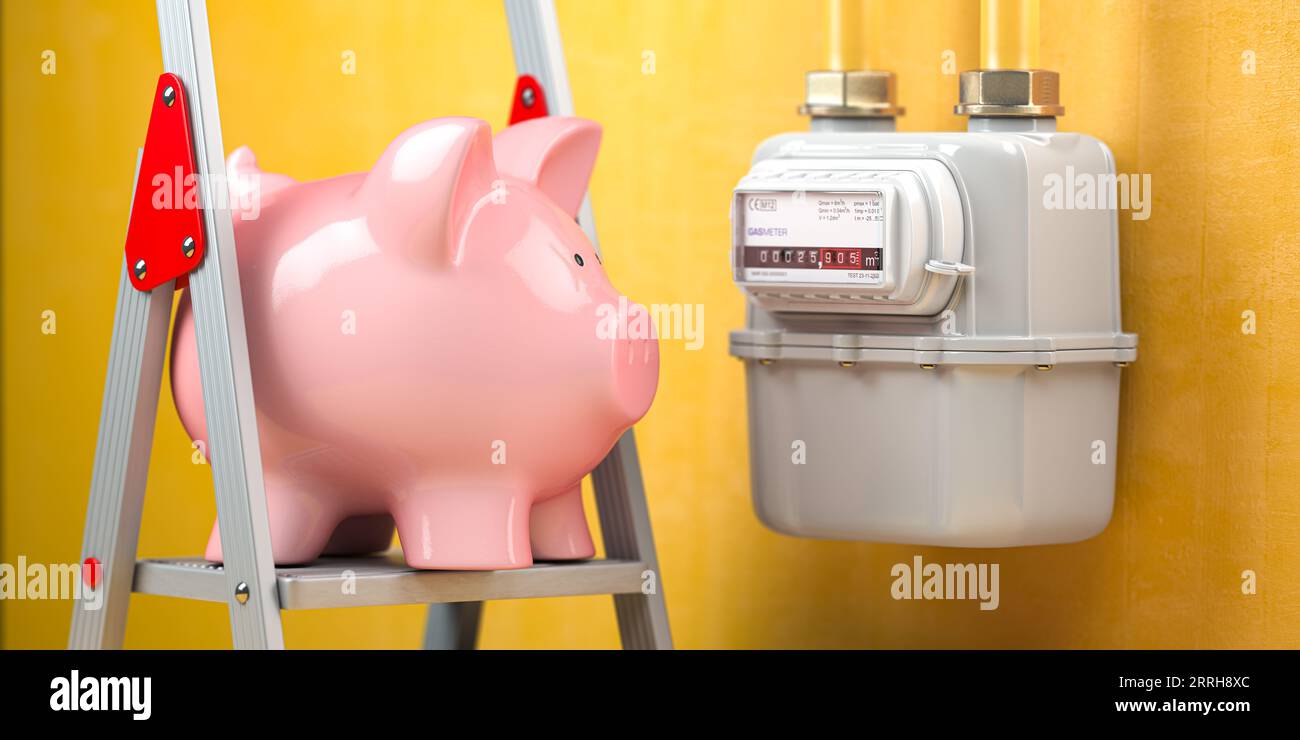 Saving natural gas, energy costs and energy efficiency concept