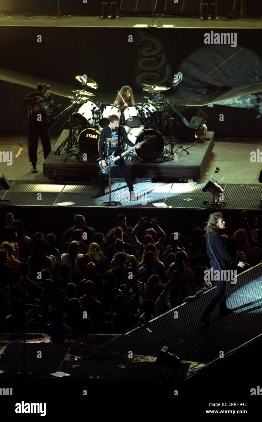 Turin Italy 1993-06-22 : The Metallica band during the concert at the Delle Alpi stadium Stock Photo